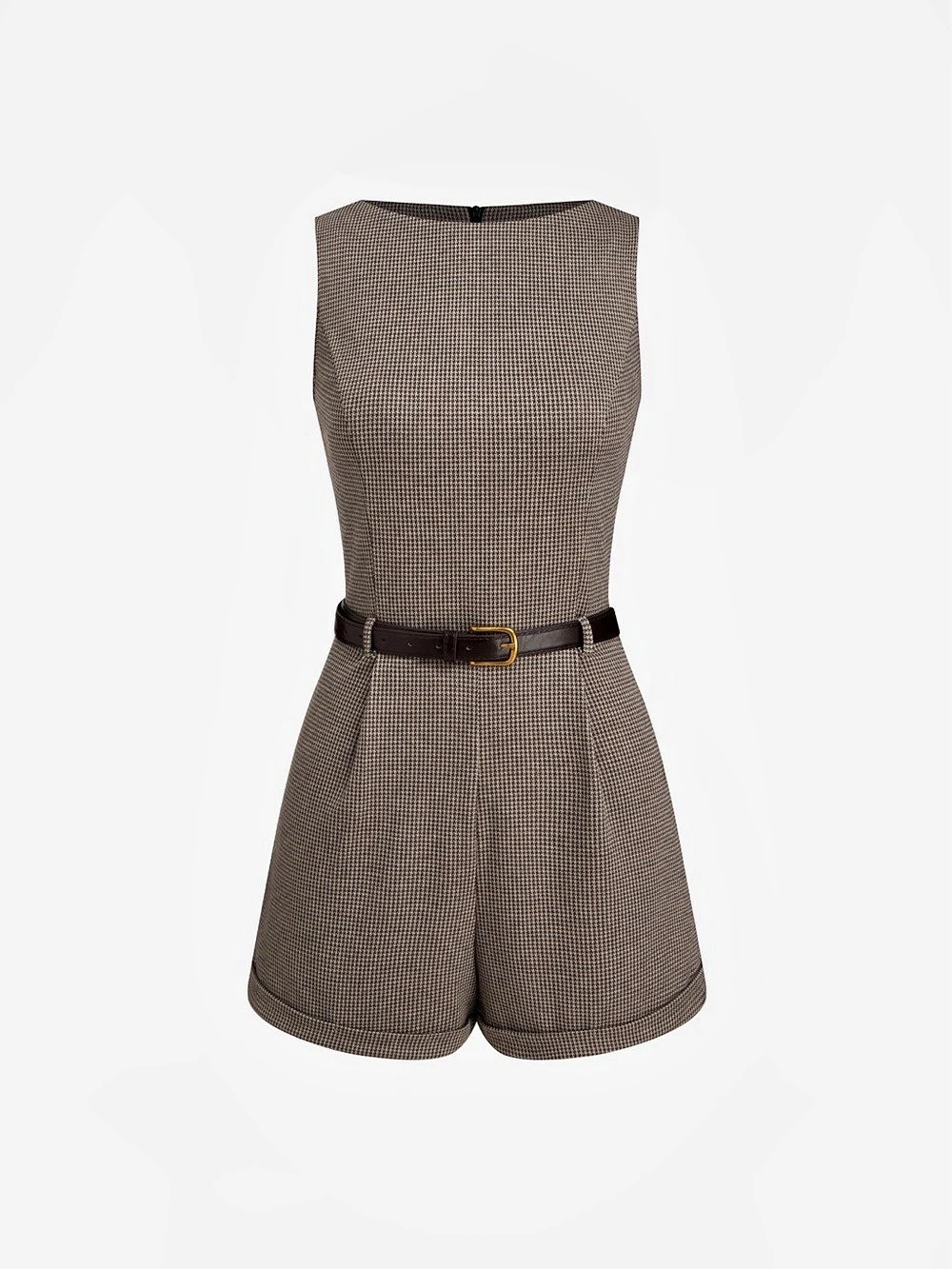 Houndstooth Romper with Belt